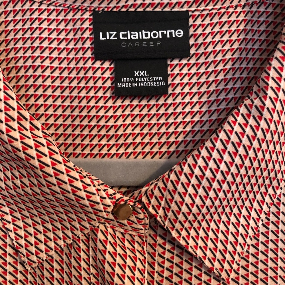 Liz Claiborne blouse XXL. Drapey rayon-like. Not see through. Beautiful!